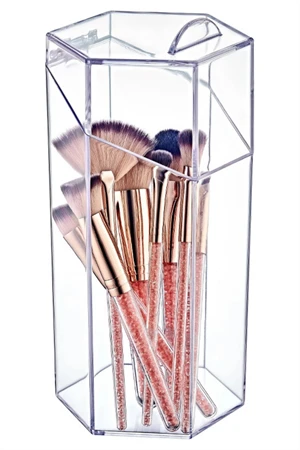 Büyük Boy Kapaklı Makyaj Fırça Düzenleme Kutusu Çok Amaçlı Dekoratif Makyaj Fırça Organizer - 3