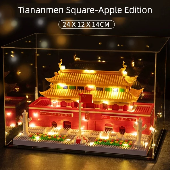 Tiananmen Meydanı Yapı Blokları - Büyük Lüks Dekoratif Lamba Hediye Paketi Akrilik Kutu - 13