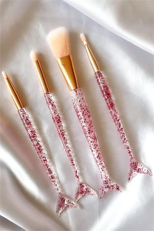 4lü Balık Fırça Seti Simli Pembe Renk ürün görseli 1