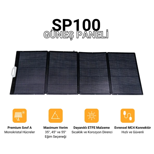 100W Katlanabilen Taşınabilir Yüksek Verimli Güneş Enerjisi Şarj Paneli