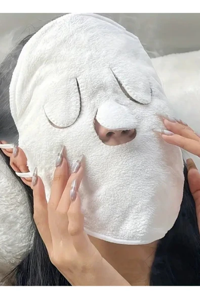 1 adet Yeniden Kullanılabilir Yüz Buharlı Havlu Maskesi, Kokuşuz Sıcak Kompres Yüz Havlusu Nemlendirici Cilt Bakımı için, Elektrik veya Pil Gerektirmez, Ev ve Güzellik Salonu Kullanımı için İdeal