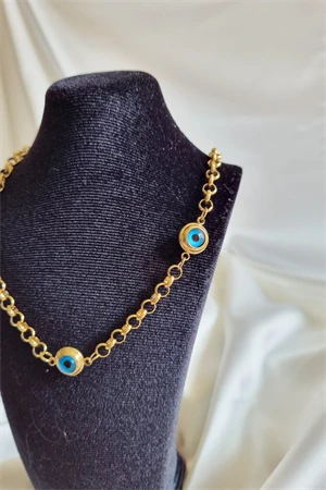 Nazar Boncuklu Çelik Kolye - 3