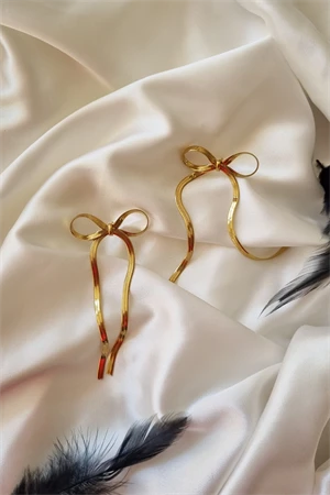 Gold Italyan Zincir Tasarım Fiyonk Küpe