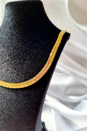 Çelik Gold Desenli Geçmeli Kolye - 3