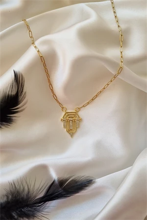 Kadın Zirkon Taşlı Seranay Model 2 li Kolye Gold - 3