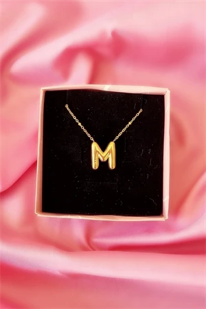 M Harfi Kadın Çelik Kolye - 2
