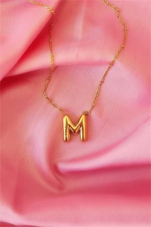 M Harfi Kadın Çelik Kolye - 3