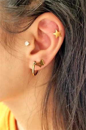 3'lü Yıldız Kelebek Halka Küpe Set - 2