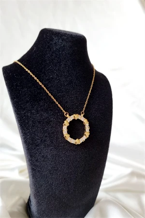 Küçük Kalp Detaylı Zirkon Taşlı Kadın Çelik Kolye - 3