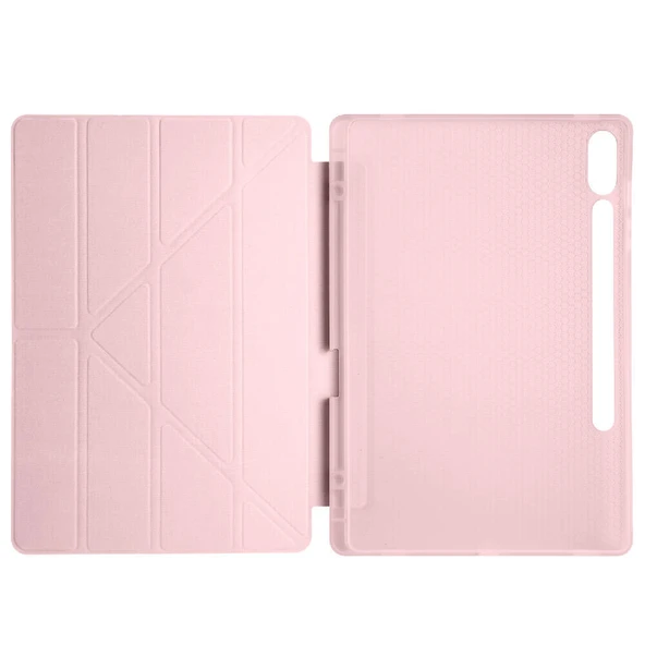 Samsung Galaxy Tab S10 Plus X820 12.4 İnç Katlanabilir Kalemlikli Standlı Akıllı Kılıf  Pembe - Resim 3