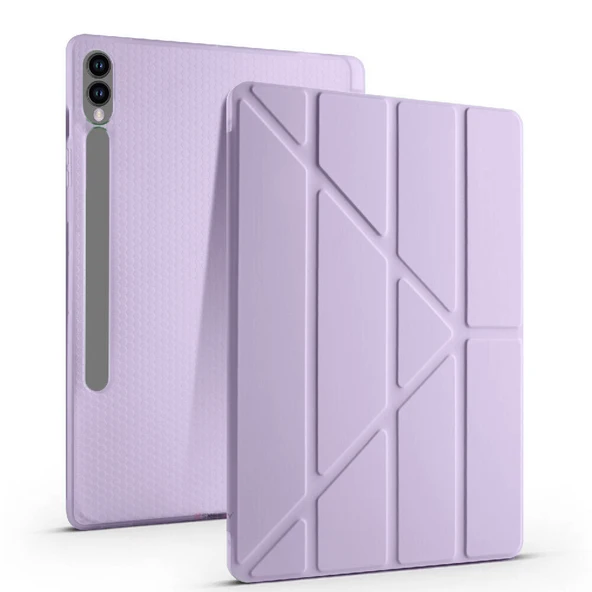 Samsung Galaxy Tab S10 Plus X820 12.4 İnç Katlanabilir Kalemlikli Standlı Akıllı Kılıf  Lila