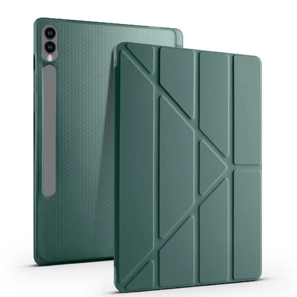 Samsung Galaxy Tab S10 Plus X820 12.4 İnç Katlanabilir Kalemlikli Standlı Akıllı Kılıf  Haki
