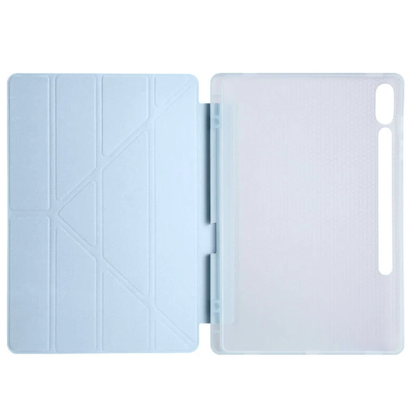 Samsung Galaxy Tab S10 Plus X820 12.4 İnç Katlanabilir Kalemlikli Standlı Akıllı Kılıf  Mavi - Resim 3