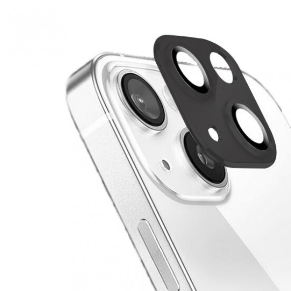 KNY Apple İphone 13 Mini İçin Renkli 3D Kamera Koruma Lens Koruyucusu Siyah