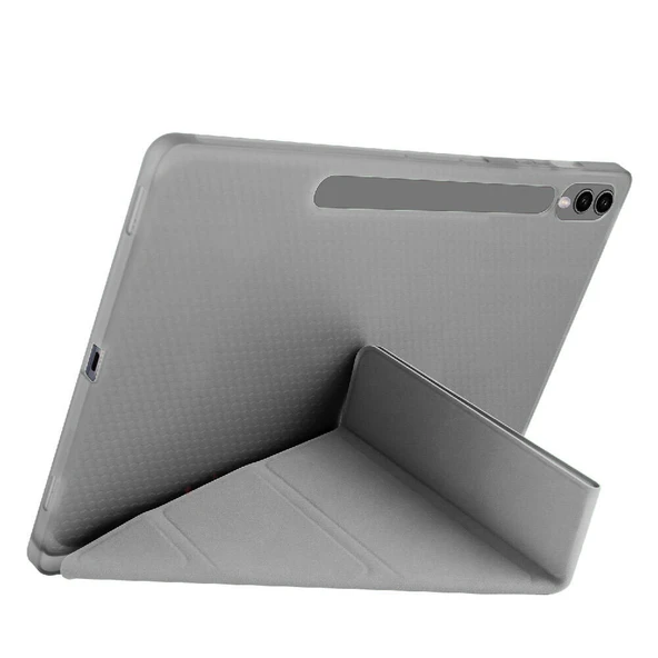 Samsung Galaxy Tab S10 Plus X820 12.4 İnç Katlanabilir Kalemlikli Standlı Akıllı Kılıf  Koyu Gri - Resim 2