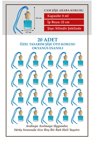 ByMeyla OKYANUS FRESH KOKU ESANSLI 20 Lİ CAM ŞİŞEDE OTO KOKUSU VE OTO AKSESUARI