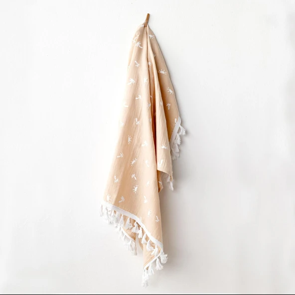 Andywawa AC24514 Müslin Smil All Day 95x85 Bebek Battaniye Beige - Resim 2