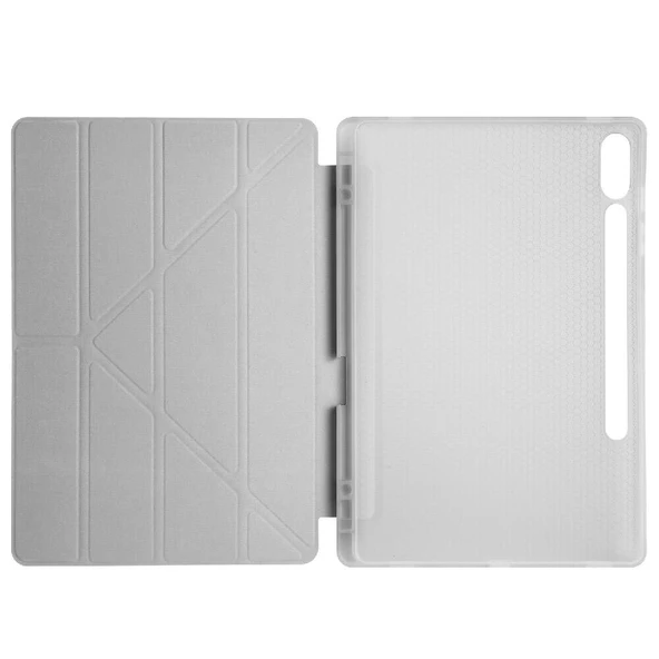 Samsung Galaxy Tab S10 Plus X820 12.4 İnç Katlanabilir Kalemlikli Standlı Akıllı Kılıf  Gri - Resim 3