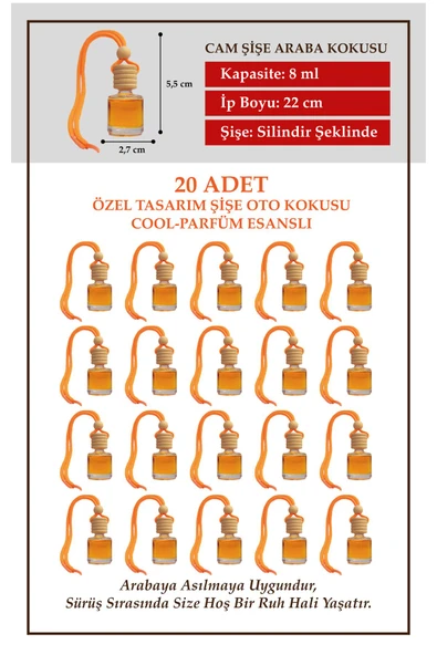 ByMeyla COOL ERKEK PARFÜMÜ ESANSLI 20 Lİ CAM ŞİŞEDE OTO KOKUSU VE OTO AKSESUARI