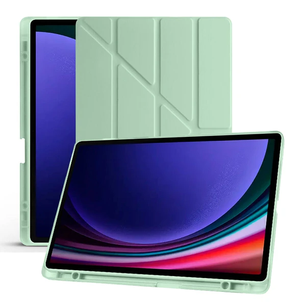 Samsung Galaxy Tab S10 Plus X820 12.4 İnç Katlanabilir Kalemlikli Standlı Akıllı Kılıf  Yeşil - 4