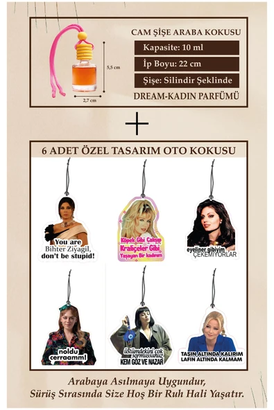 ByMeyla ALAYCI SÖZLER 6 ADET ÖZEL TASARIM  OTO KOKUSU VE AKSESUARI ürün görseli