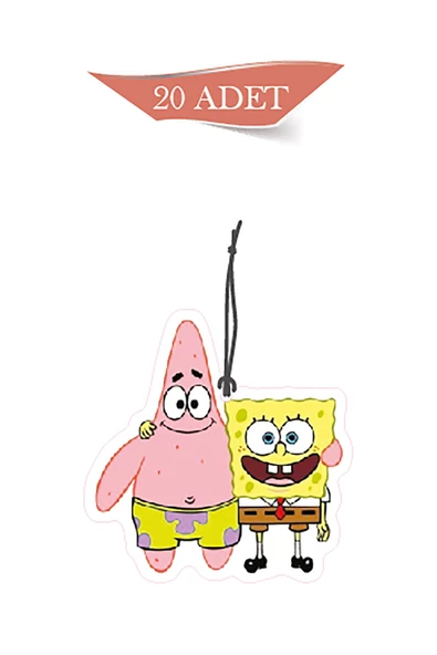 ByMeyla Sünger Bob ve Sünger Bob Patrick Tasarımlı 20'li Oto Kokusu ve Oto Aksesuarı ürün görseli