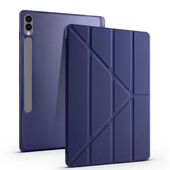 Samsung Galaxy Tab S10 Plus X820 12.4 İnç Katlanabilir Kalemlikli Standlı Akıllı Kılıf  Lacivert