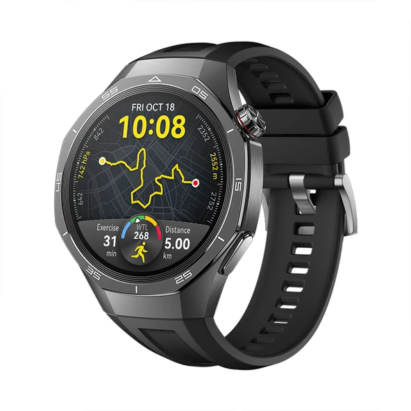 Huawei Watch Gt5 Pro 46mm İle Tam Uyumlu Kordon Metal Tokalı Yumuşak Silikon Kordon Kayış  Siyah