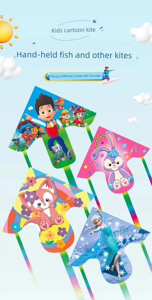 Çocuk Karakter Uçurtması - 75cm Prenses Aisha + Anti-Ters Olta Uçurtması - 7