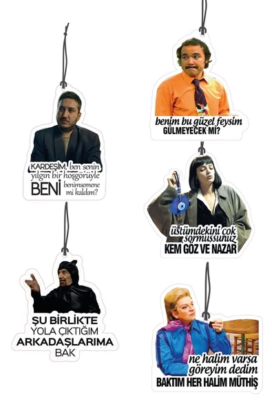 ByMeyla Konuşan 5'li Komik Tasarımlı Dekoratif Oto Kokusu ve Oto Aksesuarı