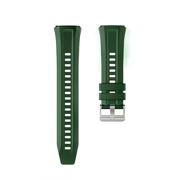 Huawei Watch Gt5 Pro 46mm İle Tam Uyumlu Kordon Metal Tokalı Yumuşak Silikon Kordon Kayış  Haki - Resim 4