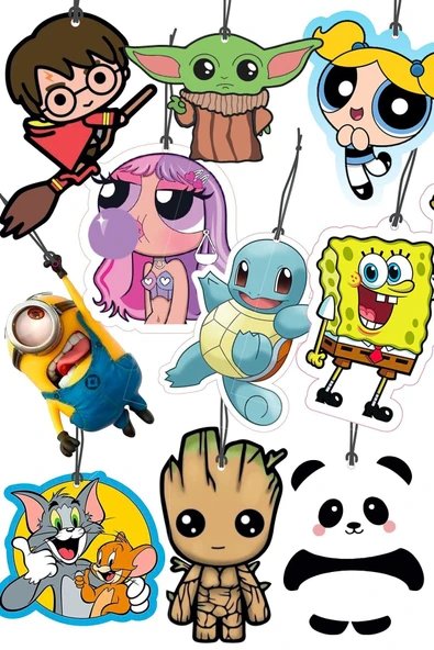 ByMeyla Sevimli Karakterler 10'lu Seri Tasarımlı Dekoratif Oto Kokusu Ve Oto Aksesuarı ürün görseli