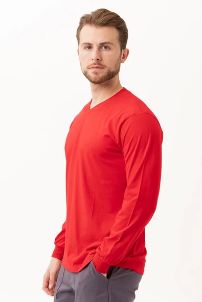 Padus V Yaka Uzun Kollu T-Shirt - Rahat Kesim, Günlük ve İş Kullanımı İçin - 3