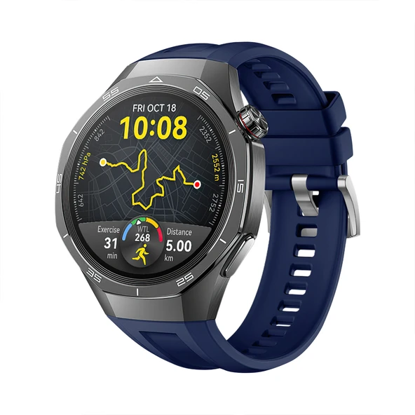 Huawei Watch Gt5 Pro 46mm İle Tam Uyumlu Kordon Metal Tokalı Yumuşak Silikon Kordon Kayış  Lacivert