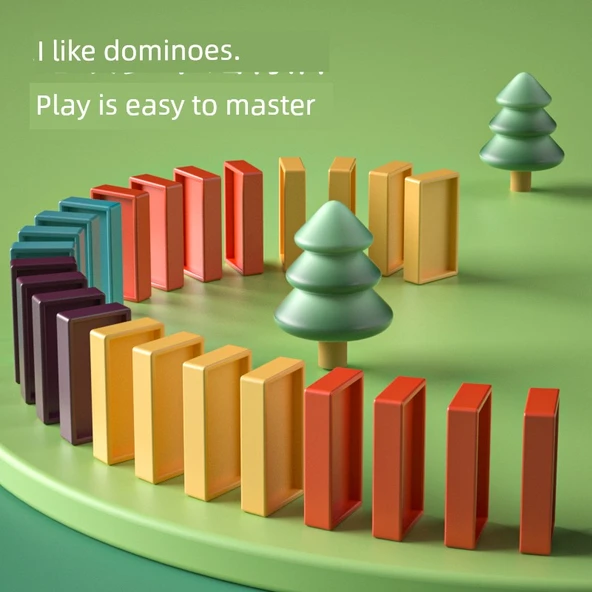 Otomatik Domino Tren Seti - Pil Versiyonu, Domino Domuzcuk [120 domino +2 klip] - 3
