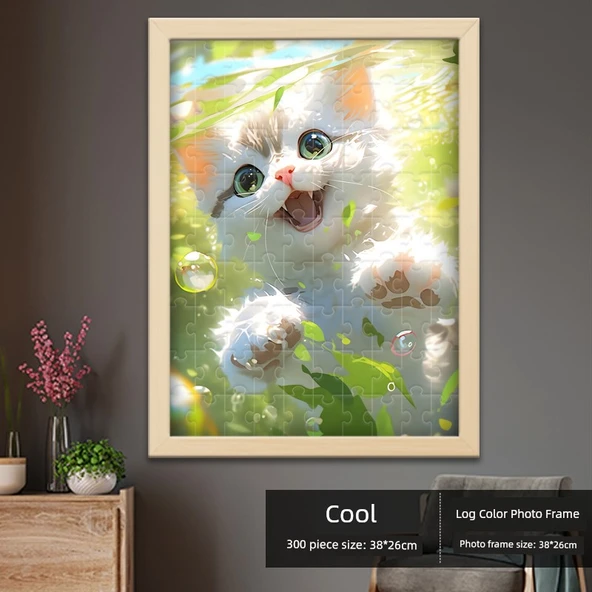 300 Parça Eğitimsel Moda Bulmacası - Log Renkli Fotoğraf Çerçevesi - Cool - 38x26cm