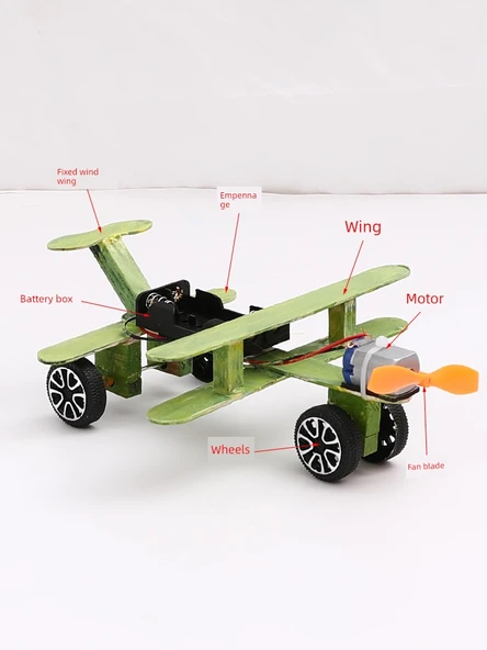 DIY Elektrikli Taksi Uçağı Bilim Deney Kiti - Taksi Uçağı Model Malzeme Kiti - 6