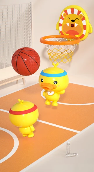 Çocuklar için Basketbol Potası Seti - Artı Boyut Sarı Ördek - 2 Basketbol ile - 10