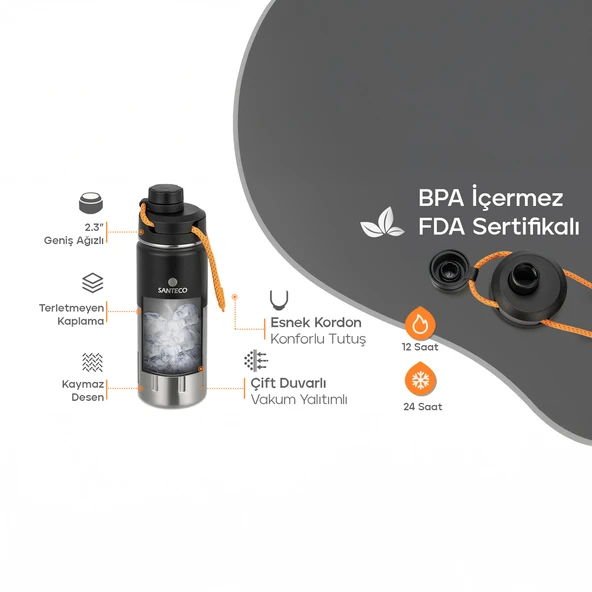 Santeco Ktwo Sporcu Termosu 500 Ml-Siyah - 4