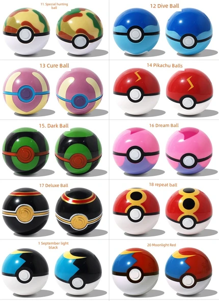 Pokemon Poke Top Elf Seçenekli/Rastgele 5 Elf Topu - 7cm - 10