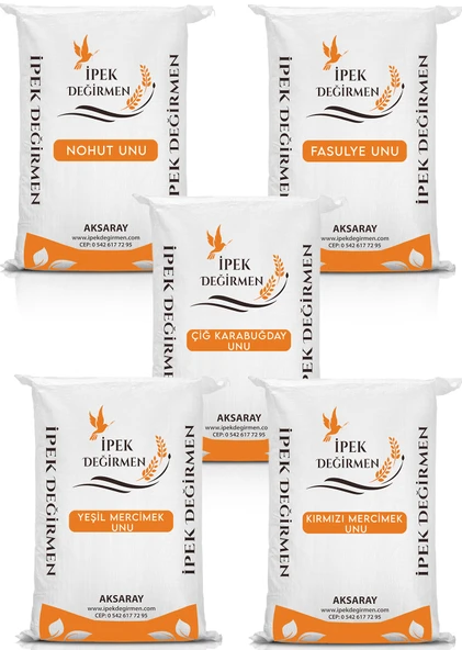 İpek Değirmen 1 KG Fit Yaşam Glutensiz Un Paketi Karabuğday Nohut Fasulye Kırmızı Yeşil Mercimek Unu