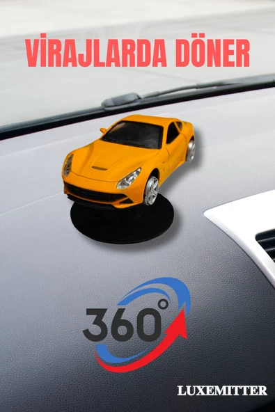 Luxemitter 360 Derece Dönen Diecast Oyuncak Araba Standı Araç Içi Hareketli Torpido Aksesuar Sallanan Oto Süsü - 4