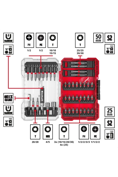 Einhell vidalama uç seti 42 parça M-CASE kutu - 49118953 - 2