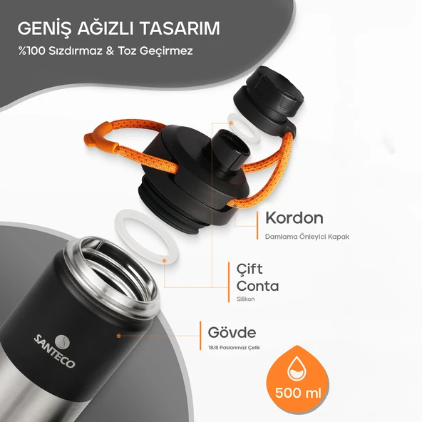 Santeco Ktwo Sporcu Termosu 500 Ml-Siyah - 5