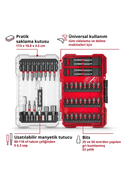 Einhell vidalama uç seti 42 parça M-CASE kutu - 49118953 - 3