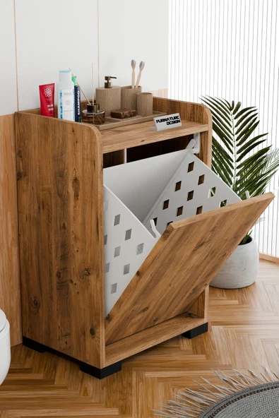 Solena Dekoratif Çamaşır Dolabı Düşer Kapak Çamaşırlık - 2