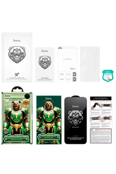 iPhone 16 Pro Uyumlu Hoco Bear Shield Hayalet Cam Ekran Koruyucu - 9