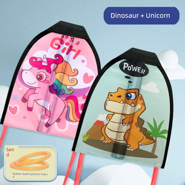 Çocuklar için Catapult Uçurtma - Dinozor-Unicorn 2 - 4 Catapult Dahil