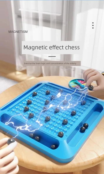 Yaşlılar için Zihin Geliştirme Magnetik Satranç Bulmaca Oyunu - Ekstrem 40 Magnetik + 1 Kule 18 Dönüş - 9
