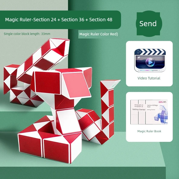 Rubik Yılan 24+36+48 Parça - Kırmızı Tam Set (Hazine Kitabı + Video Eğitimi)